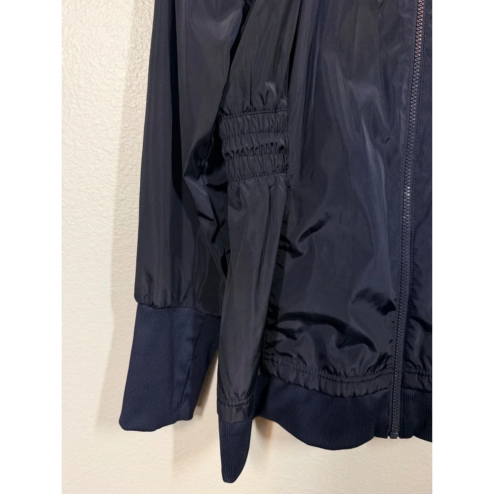 Apana Windbreaker Jacket Women XL Navy Blue Cinched‎ Waist Travel Classic